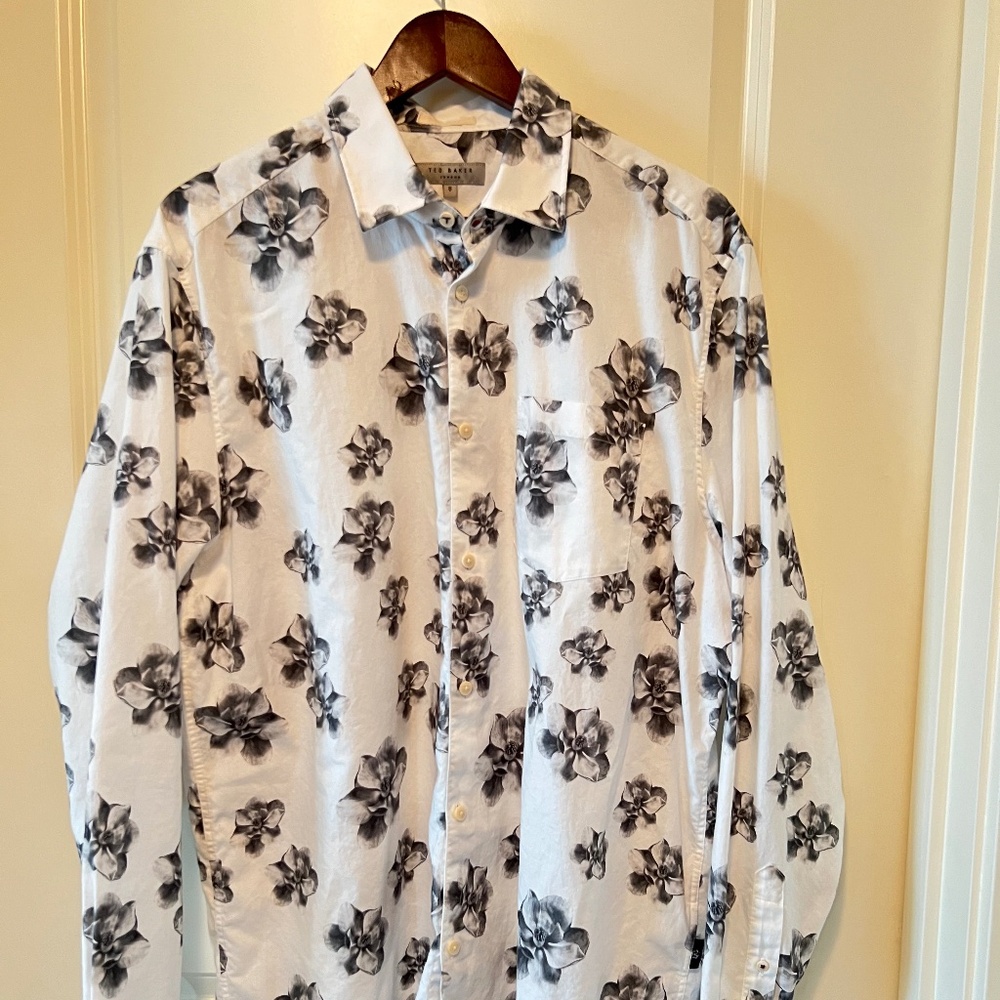 Ted Baker Of London Men's Floral Dress Shirt Made In Portugal Size 5